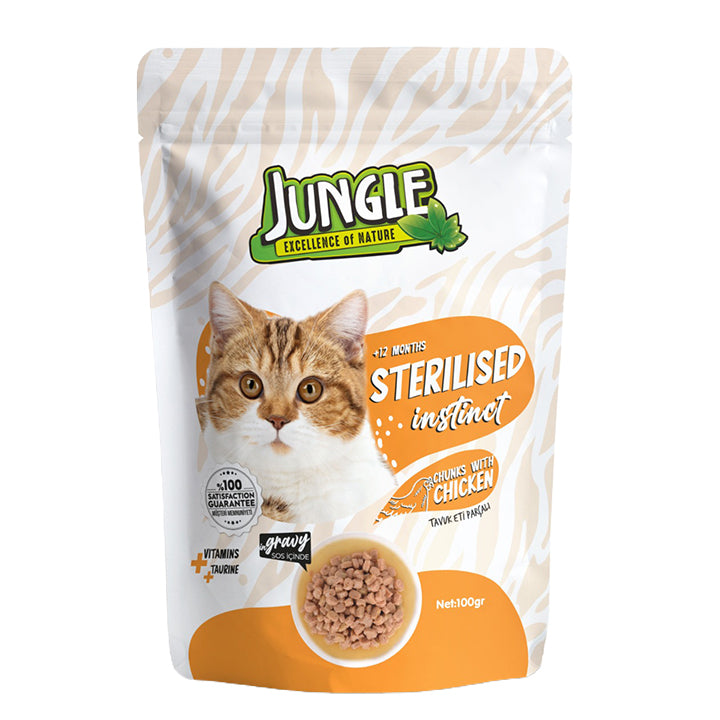Jungle Adult Sterilised Chicken Pouch Wet Food